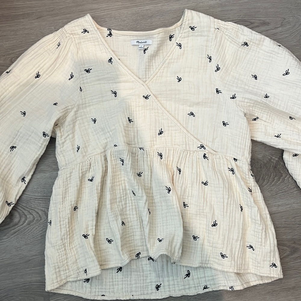 White peplum madewell top